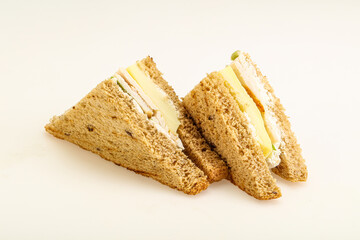 Club sandwich with chicken and cheese