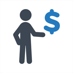 Business investment, finance, dollar icon, vector and glyph