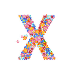 floral alphabet with colorful tiny flowers. joyful capital lette