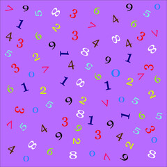 Numbers haphazardly arranged on lavender background vector. Background and book covers
