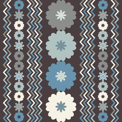 Mexican plaid with decorative flowers. Seamless pattern. Textile. Ethnic boho ornament. Vector illustration for web design or print.