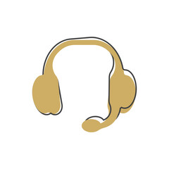Obraz premium Headphones vector icon. Flat headphones icon on cartoon style on white isolated background.