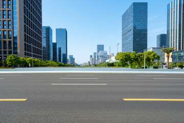 Fototapeta na wymiar Highway and financial center office building in Ningbo, China