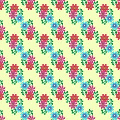 Fototapeta na wymiar Summer pattern with colorful flower on yellow
