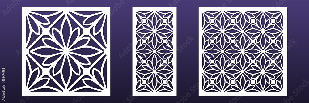 Poster laser cut panels with modern abstract geometric pattern. cnc cutting or carving. home interior desig