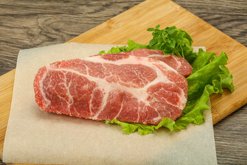 Raw pork meat neck steack
