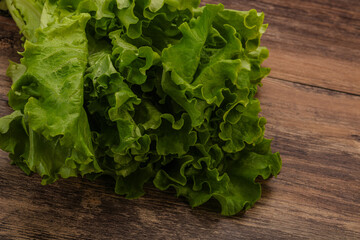 Green lettuce salad heap leaves