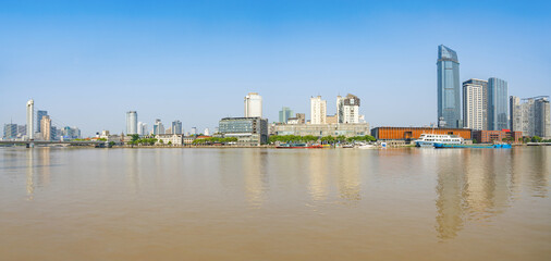 Bridge and city skyline in Ningbo, China