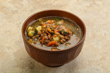 Lentil soup with chicken and vegetables