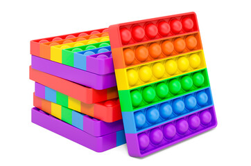 Silicone push pop it, bubble fidget toy. 3D rendering