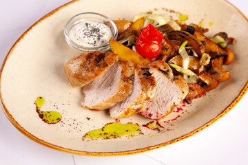 Chicken breast with mushrooms with sauce