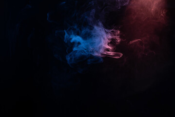 Blue and pink steam on a black background.