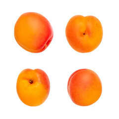 Creative layout made of Isolated Apricots. Fresh Apricot  fruits on white background, top view, flat lay