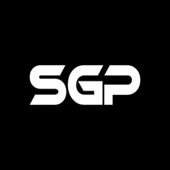 SGP letter logo design with black background in illustrator, vector logo modern alphabet font overlap style. calligraphy designs for logo, Poster, Invitation, etc.

