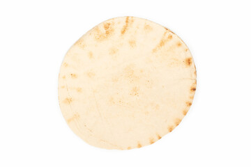 Grilled pitta bread isolated on white background.