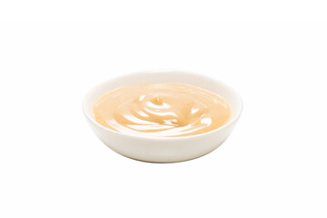 Mushroom sauce in a bowl isolated on white background.