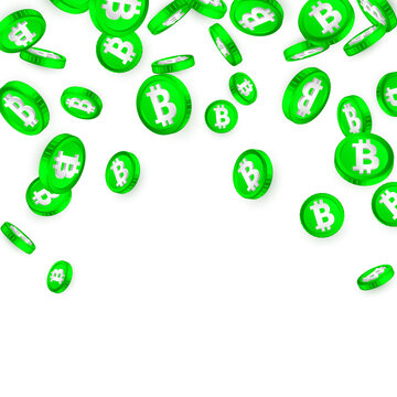 BTH. Bitcoin Cash green coins explosion isolated on white background. Cryptocurrency concept. Vector illustration