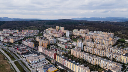 Fototapeta premium Aerial view of the Tahanovce housing estate in Kosice, Slovakia