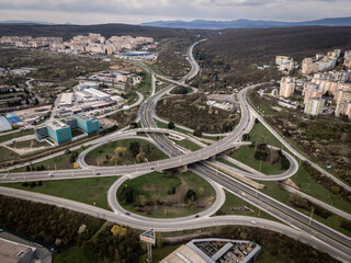 Aerial view of traffic in Kosice, Slovakia - Tahanovce area