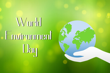 World environment day concept illustration art, hand-holding earth, the concept of Earth Day, and Conservation of the Environment.