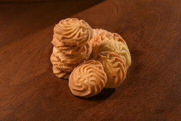 coconut cookies on wooden background