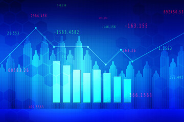 2d rendering Stock market online business concept. business Graph 