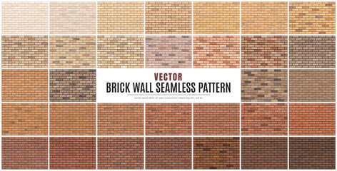 Block brick wall seamless pattern collection set texture background