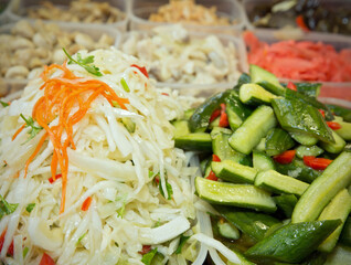 Cabbage and pickled cucumbers