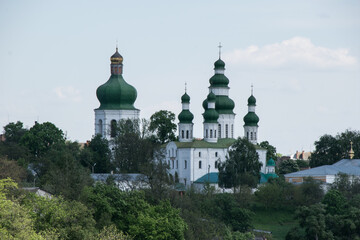 Fototapeta na wymiar Landscape, a beautiful view of the Eletsky Assumption Convent in the city of Chernigov