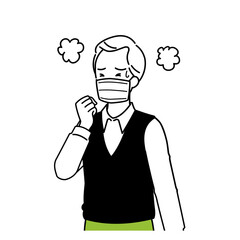 Illustration of a senior who is sick. Upper body.