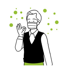 Senior illustration to prevent infectious diseases, upper body.