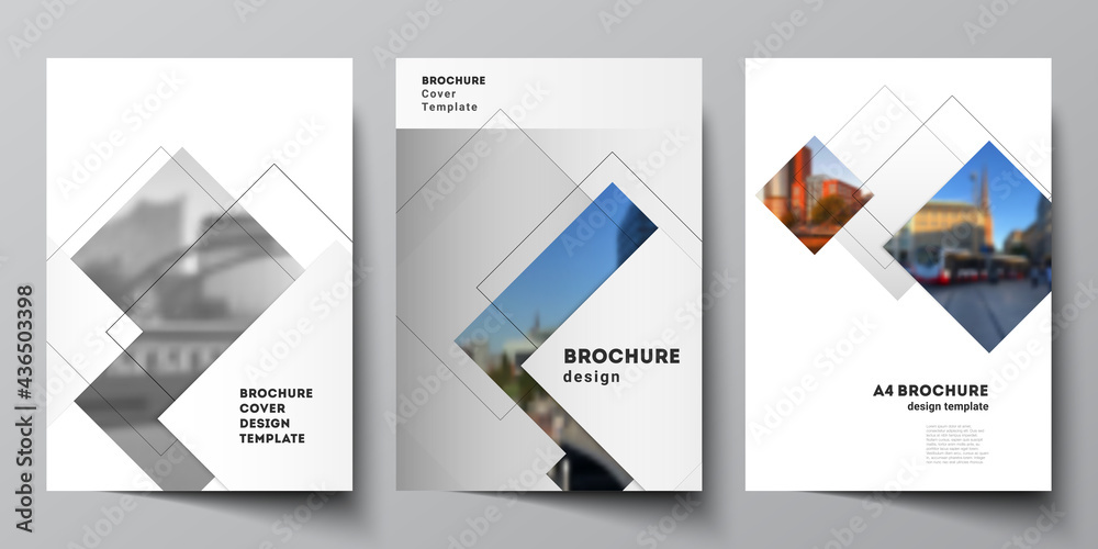 Wall mural vector layout of a4 format cover mockups design templates with geometric simple shapes, lines and ph