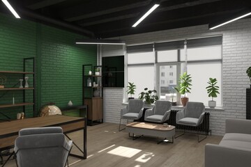 office, interior visualization, 3D illustration