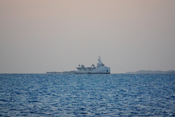 Fototapeta na wymiar super yacht with helicopter 