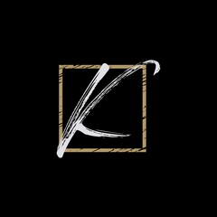 Obraz premium Letter K Brush handwriting Square logo