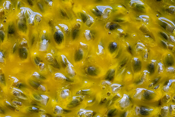 Close up of passion fruit pulp