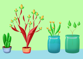 Pflanzen in Glaswasen.