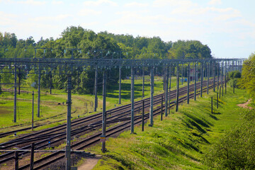 View of railway tracks and rail for trains.