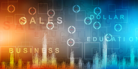 2d rendering Stock market online business concept. business Graph 