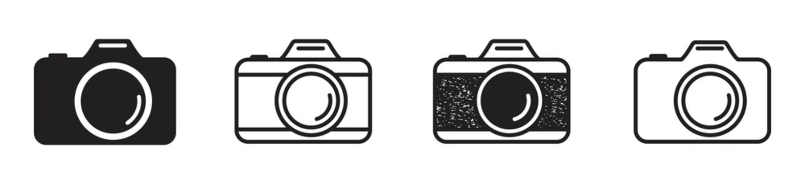 Camera icon set. Photo camera icon in different style. Vector illustration