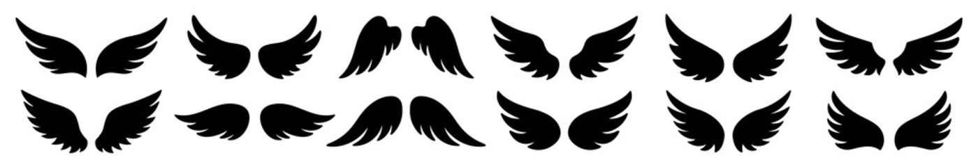 Wings icon set, Wings Collection in different shape, Wings badges, Vector illustration.