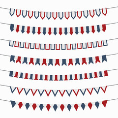 Obraz premium 4th of July vector bunting banners set. Bunting flags garland on white background.