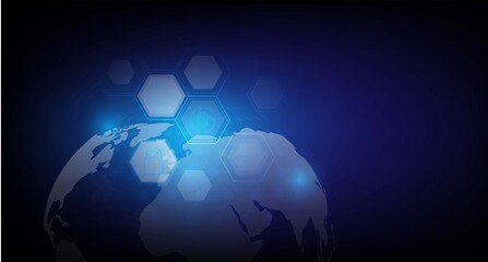 Cyber security and Communication technology on circuit board 
oncept.  for internet business. Global Network And Telecom Abstract Technology Background Security Technology Concept Hi-tech Innovation 