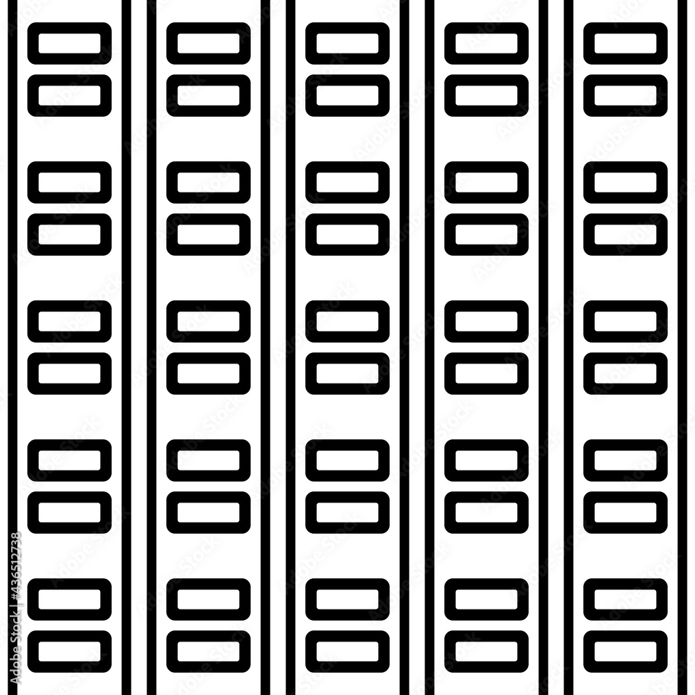 Poster Empty blocks and vertical lines pattern. Vector, monochrome and seamless.