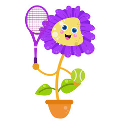 Cute flower character vector template design