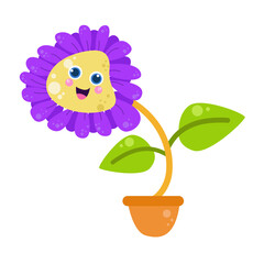 Cute flower character vector template design