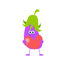 cute eggplant character vector template design illustration