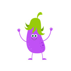cute eggplant character vector template design illustration