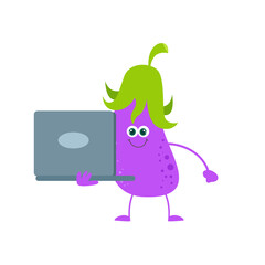 cute eggplant character vector template design illustration