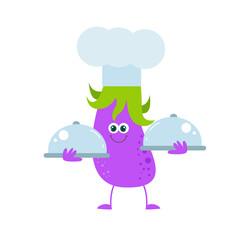cute eggplant character vector template design illustration